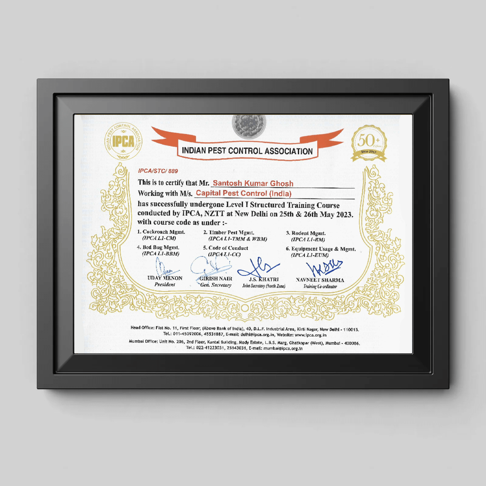 Ghosh training- certificate